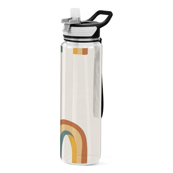 Abstract Rainbow Pattern 1000ml Tritan Sport Bottle Straw LeakProof Food-Grade Portable Wide Handle
