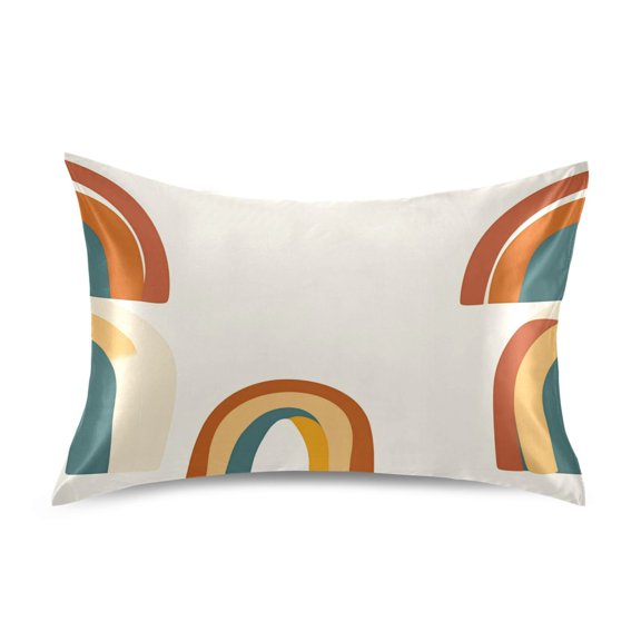 Abstract Rainbow Pattern Luxury Silky Soft Pillowcase Standard Size Wrinkle Resistant Envelope Closure 20x26in