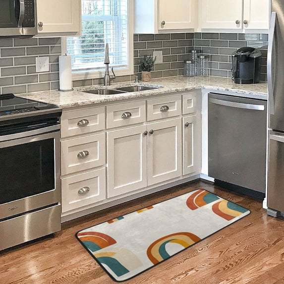 Abstract Rainbow Pattern Non Slip Long Door Mat 39''x20'' Soft, Absorbent, for Kitchen, Bathroom, and Bedroom
