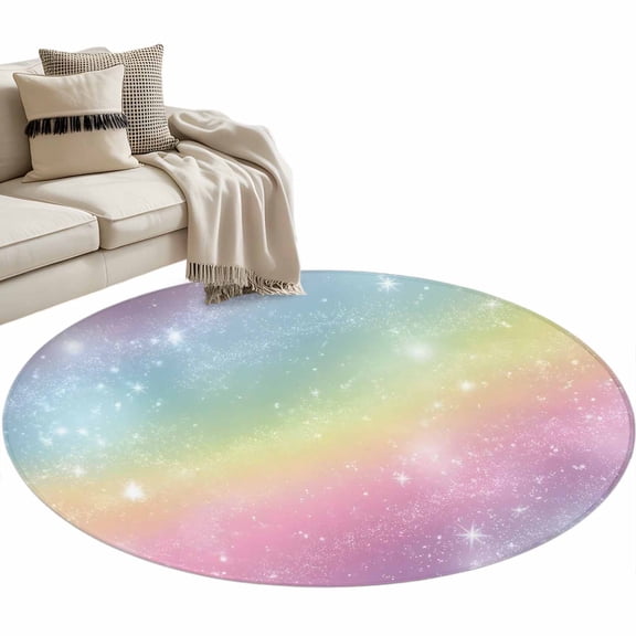 Abstract Rainbow Round Rug 3ft Washable Circle Entryway Rugs Non Slip Fantasy Ombre Moden Art Area Rug Indoor Floor Carpet for Bedroom Kitchen Living Room Home Office Dining Room Nursery
