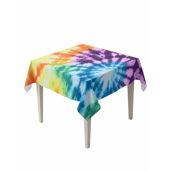 Abstract Rainbow Table Cloth 54x54 Inch Square, Modern Blue Purple Orange Green Marble Waterproof Tablecloth Washable Table Cover for Party Picnic Dinner Decor