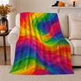 thumbnail image 1 of Abstract Rainbow Wave Spectrum Art, Dramatic Coastal Landscape Scene, Warm Flannel Blanket for Beach House and Living Room, Beach Lovers Housewarming Gift, Coastal Home Decor, 1 of 9