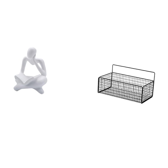 Abstract Reader Figurine Abstract Thinker Statue Wire Storage Basket Iron Material for Living Room Office Kitchen Decor