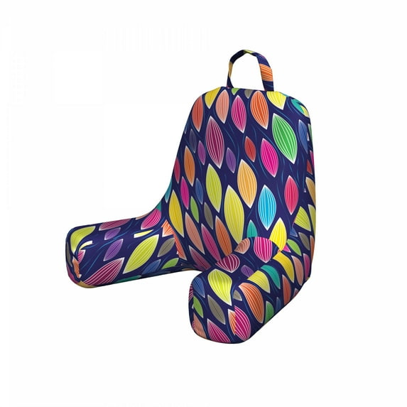 Abstract Reading Pillow Cover, Colorful View of Round Striped Elements Whimsical Shapes and Concept, Unstuffed Printed Bed Rest Case from Soft Fabric, Small, Indigo and Multicolor, by Ambesonne