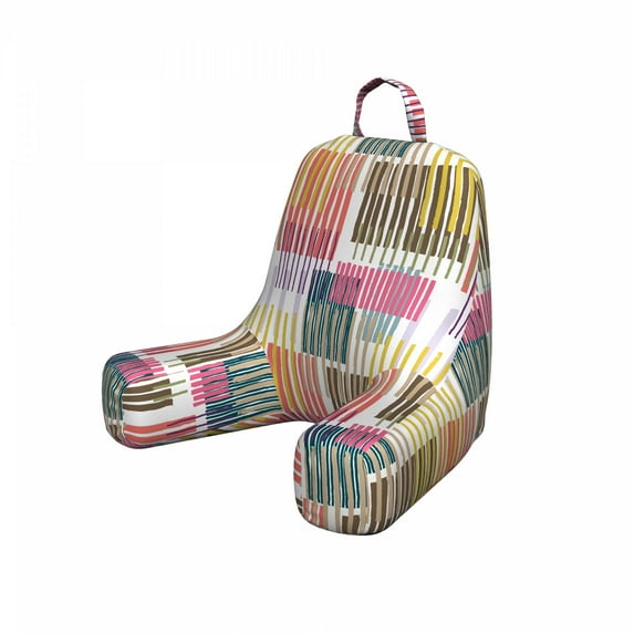 Abstract Reading Pillow Cover, Creative Modern Pattern with Continuous Colorful Stripes Illustration, Unstuffed Printed Bed Rest Case from Soft Fabric, Small, Multicolor, by Ambesonne