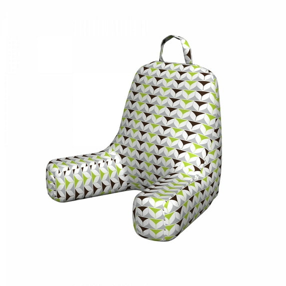 Abstract Reading Pillow Cover, Geometric Leaf Motif Along Angular Lines Forming Natural Shapes Design, Unstuffed Printed Bed Rest Case from Soft Fabric, Small, Lime Green and Brown, by Ambesonne