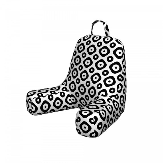 Abstract Reading Pillow Cover, Geometric Simplistic Disc Shaped Round Shapes with Inner Circles Motif, Unstuffed Printed Bed Rest Case from Soft Fabric, Small, Charcoal Grey White, by Ambesonne