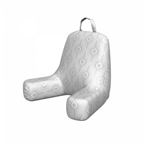 Abstract Reading Pillow Cover, Illustration of Plain Ogee Pattern Inspired Soft Grey Tones Fashion Print, Unstuffed Printed Bed Rest Case from Soft Fabric, Small, Pale Grey and White, by Ambesonne