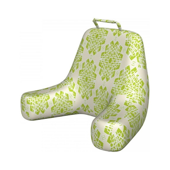 Abstract Reading Pillow Cover, Natural Layout of Flower Shapes Drawn with Many Intersecting Streaks, Unstuffed Printed Bed Rest Case from Soft Fabric, XL Size, Yellow Green and Cream, by Ambesonne