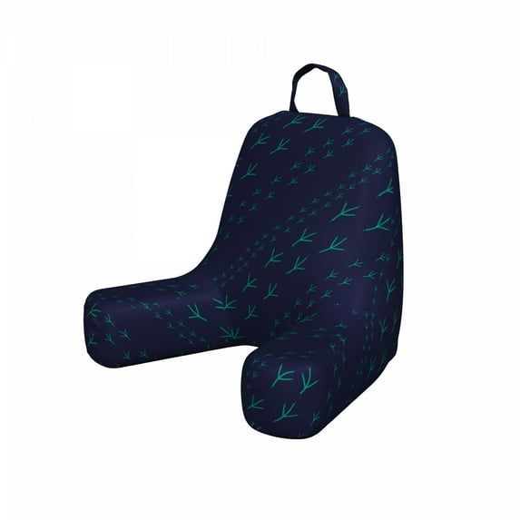 Abstract Reading Pillow Cover, Print of Green Toned Bird Footprints Dark Colors Background Illustration, Unstuffed Printed Bed Rest Case from Soft Fabric, Small, Navy Blue and Teal, by Ambesonne