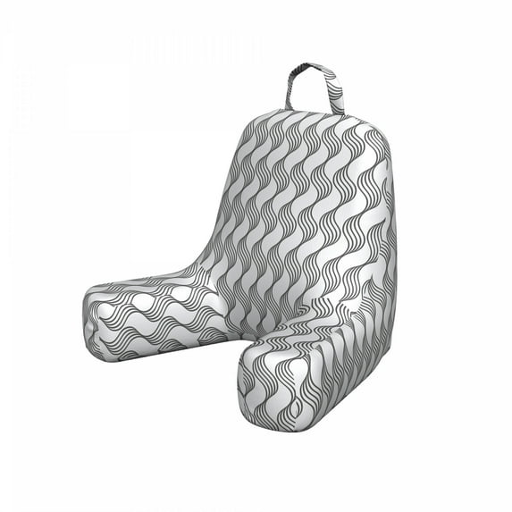 Abstract Reading Pillow Cover, Simplistic Circular Symmetrical Motifs Repetitive Wavy Monochrome Pattern, Unstuffed Printed Bed Rest Case from Soft Fabric, Small, White and Grey, by Ambesonne