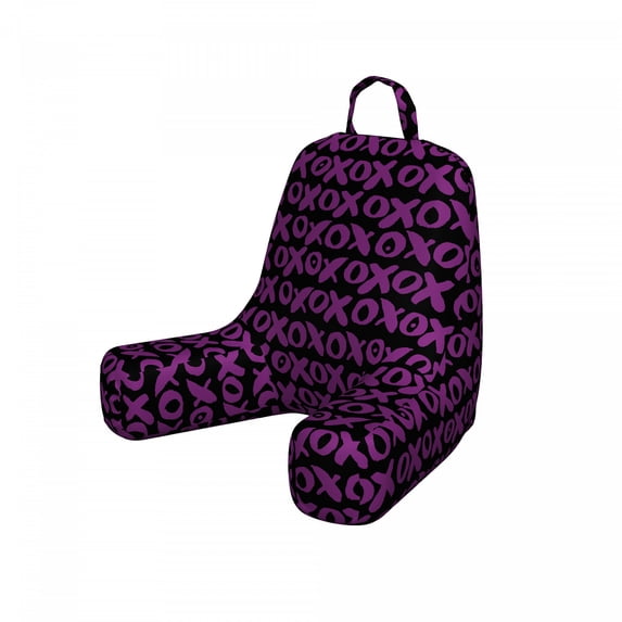 Abstract Reading Pillow, Funky Brush Stroked Crooked Hand Lettering Retro Xoxo Signs Repeating Pattern, Bedrest Cushion with Back Pocket and Washable Cover, 2 Sizes, by Ambesonne