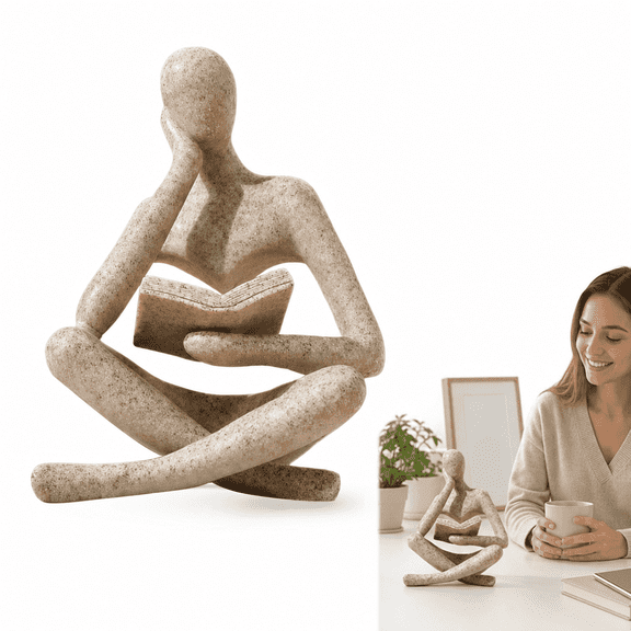 Reading Thinker Statue Modern Home Decor Bookshelf Desk Decor