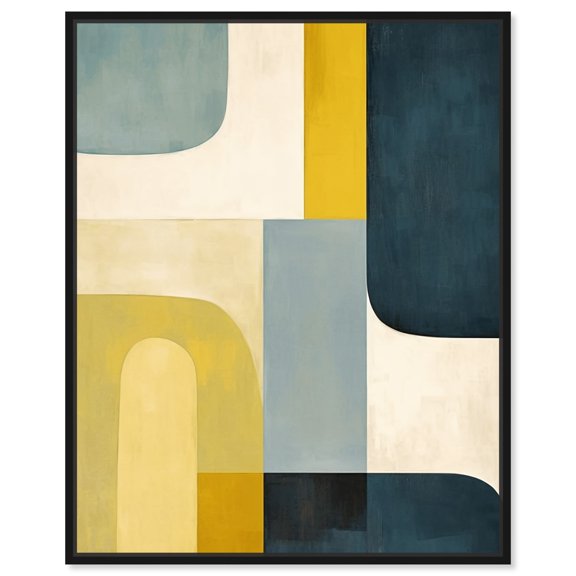 Abstract Rectangles Canvas Pastel Boho Abstracts by Art Remedy, Black Frame, 30" x 36"