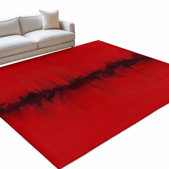 Abstract Red 8x10ft Non Slip Area Rug Black Water Ink Painting Modern ...
