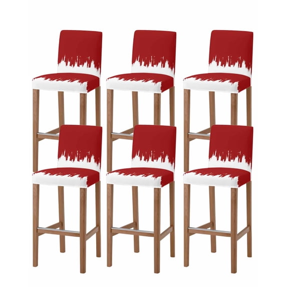 Abstract Red Bar Stool Covers Set of 6, Modern Minimalist Graffiti Artwork Stretch Washable Bar Chair Covers with Backs, Removable Pub Counter Height Chair Cover for Kitchen Dining Room Cafe