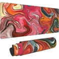 thumbnail image 1 of Abstract Red Black Colorful Marble Fluid Liquid Marbled Pattern Topographic Contour Gaming Mouse Pad 31.5 X 11.8 Inch XL Extended Keyboard Non-Slip Rubber Base with Stitched Edges for Home Office, 1 of 7