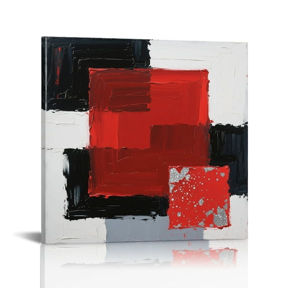 Abstract Red Black and Grey Geometric Wall Decor For Bedroom Fashion Kitchen Wall Pictures , Art Modern Canvas Prints, Print On Canvas Ready To Hang Room Home Art Decor