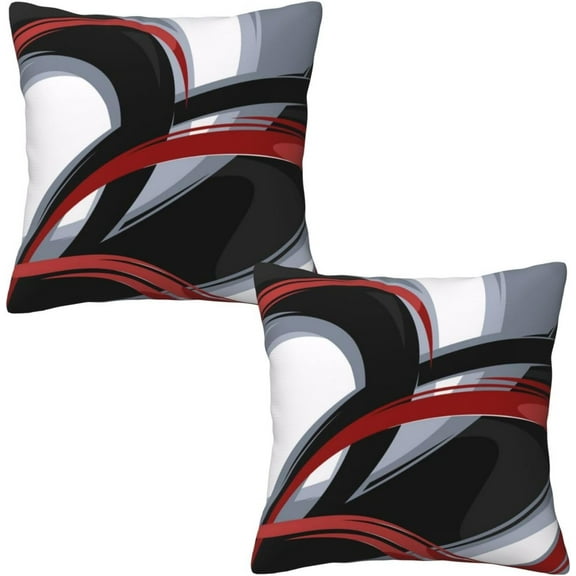 Abstract Red and Black Stripes Throw Pillow Covers 18x18 Inches Set of 2, Decor Decorative Gray Pillow Case Square Cushion Covers for Sofa Bed Couch Living Room