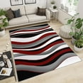 thumbnail image 1 of Abstract Red Black Twisted Stripes Area Rug, Modern Gray White Geometric Art Rugs For Living Room, Soft Non-Slip Carpet For Bedroom Study Office Kitchen Dining Room Floor Mat 5x8ft, 1 of 6