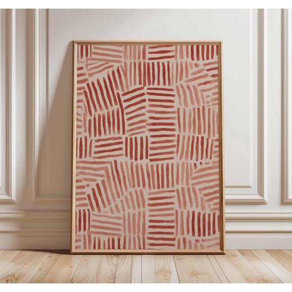 Abstract Red Geometric Line Poster, Unframed Paper Poster 8x10in