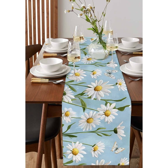Abstract Red Gradient Stripe Table Runner 13x72in Non-Slip Cotton Linen Table Runners, Modern Geometric Stripe Dresser Scarves TableRunner for Dinner Kitchen Dining Wedding Party