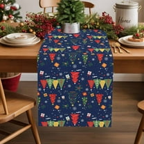 Abstract Red Green Christmas Tree Table Runner 13x90in Non-Slip Cotton Linen Table Runners, Winter Snowflake Dresser Scarves TableRunner for Dinner Kitchen Dining Wedding Party