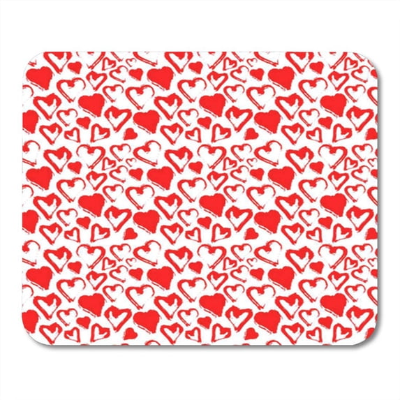 Abstract Red Heart Pattern White Watercolor Valentine`S Day Amour Mousepad Mouse Pad Mouse Mat 9x10 inch
