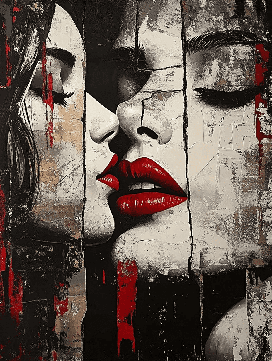 Abstract Red Lips Kiss Canvas Painting Wall Art，Perfect for Living Room ...