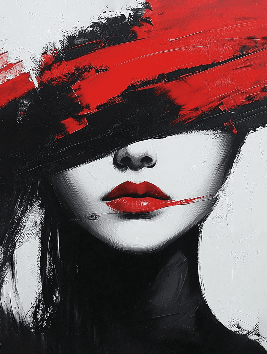 Abstract Red Lips Woman Canvas Painting， Perfect for Living Room ...