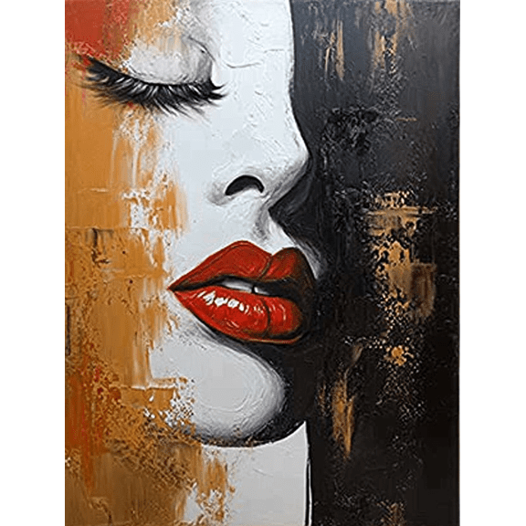 Abstract Red Lips Woman Canvas Painting Wall Art Perfect for Living Room Bedroom Bathroom Office and Hallway Decoration.