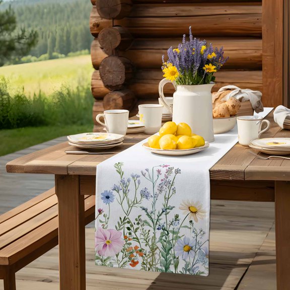 Abstract Red Polka Dot Table Runner 13x70in Non-Slip Cotton Linen Table Runners, Watercolor Gradient Wave Point Dresser Scarves TableRunner for Dinner Kitchen Dining Wedding Party