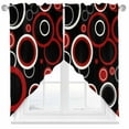 thumbnail image 1 of Abstract Red Swag Curtain Valance for Windows, Black Circle Modern Geometric Art Window Treatments Short Swag Topper for Kitchen Windows Bathroom Bedroom, 36"x63", 1 of 8