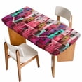 thumbnail image 1 of Abstract Red Table Cloths for 4 Foot Rectangle Tables, Painting Buildings Geometric Color Block Patio Waterproof Elastic Fitted Tablecloths, Washable Rectangular Table Cover for Camping, 1 of 8