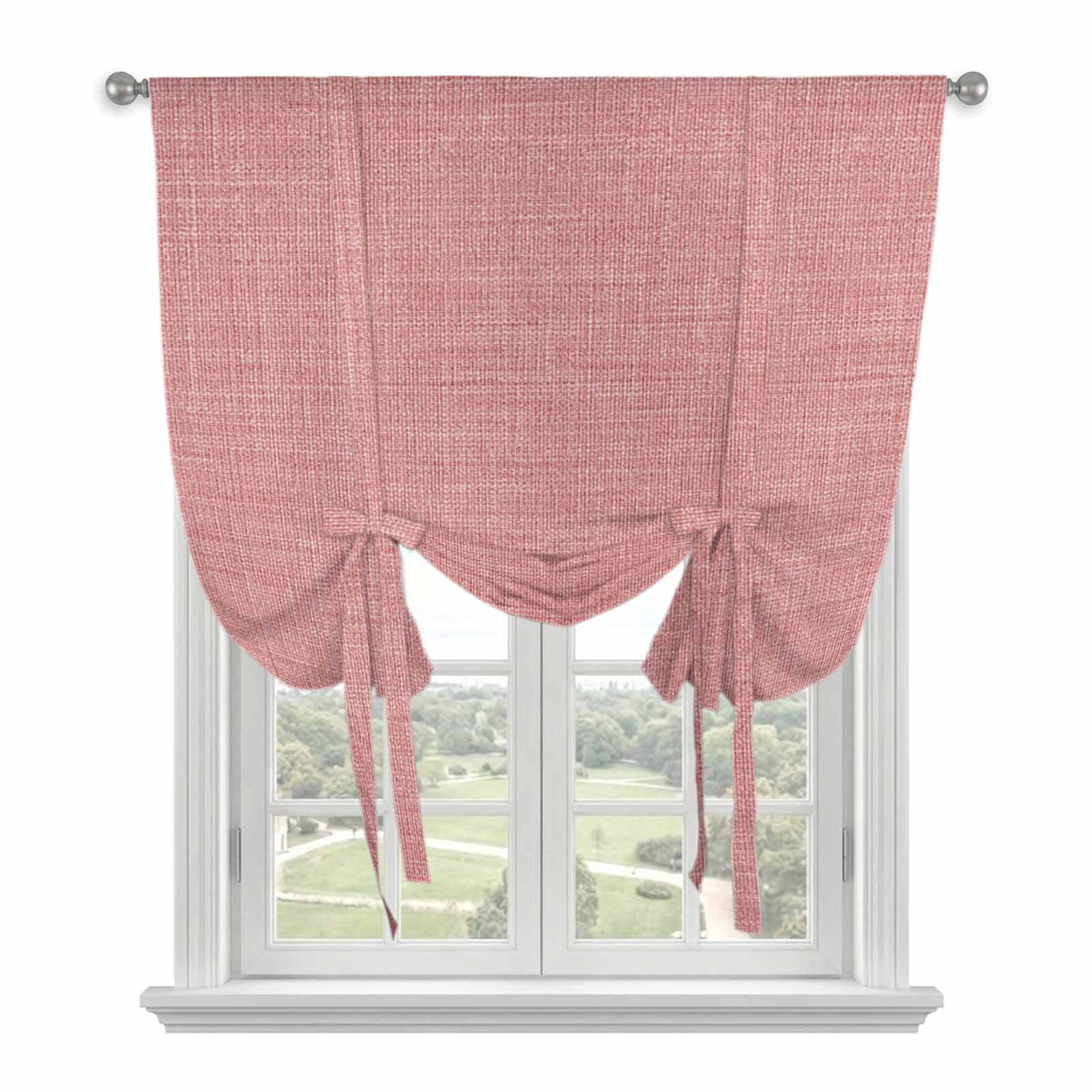 Peach Pink Linen Tie Up Curtain for Window, Farmhouse Pure Color ...