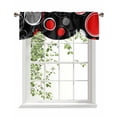 thumbnail image 1 of Abstract Red Tie Up Valances Curtain, Adjustable Kitchen Black Grey Circle Modern Geometric Art Valances for Windows Decor, Rod Pocket Short Curtains Set for Bedroom/Bathroom, 60"x18", 1 of 8