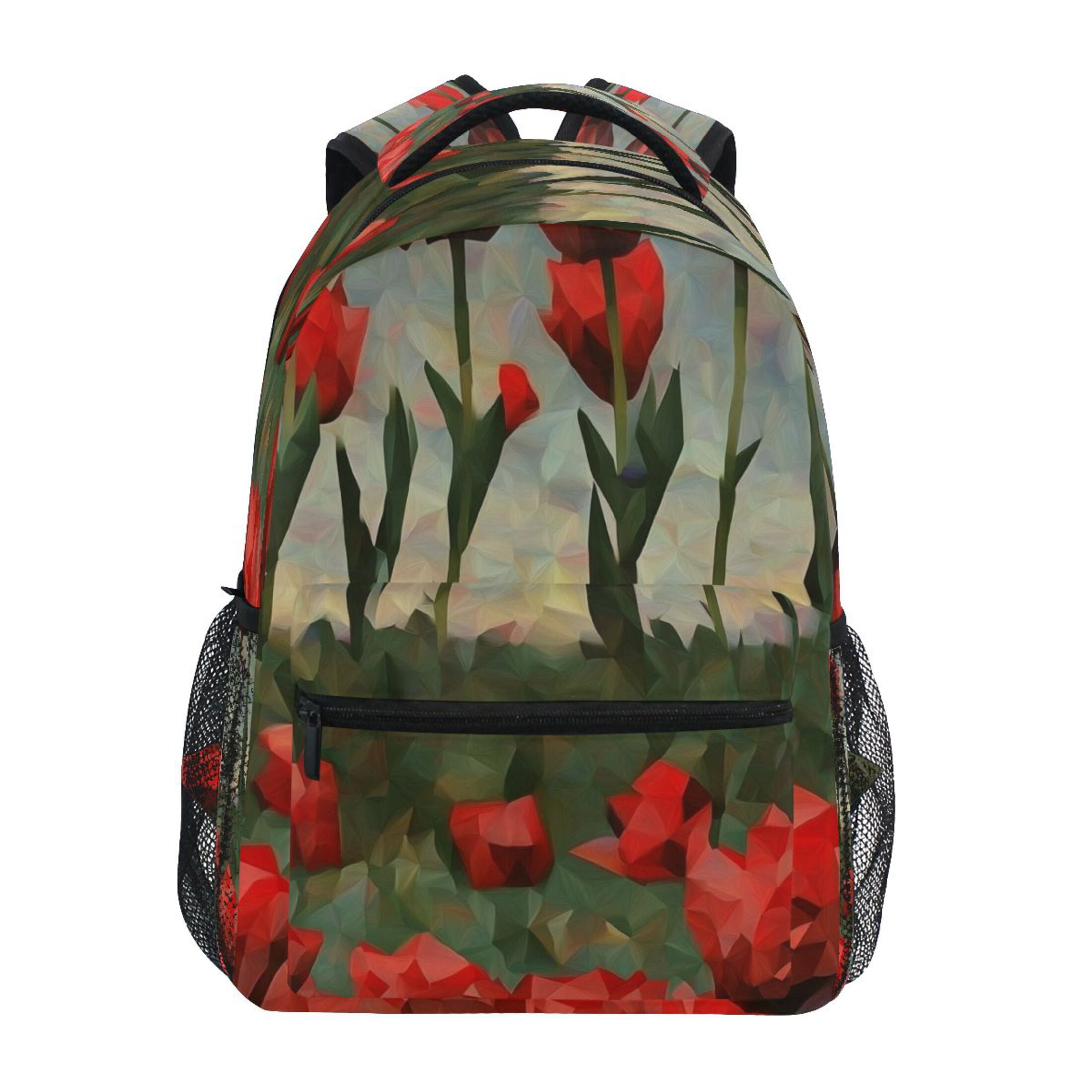 Abstract Red Tulips Stylish Large Backpack 15L Self-Standing Durable ...