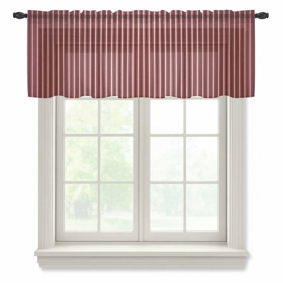 Abstract Red, Valance Curtains for Kitchen/Living Room/Bathroom/Bedroom Window, Rod Pocket Small Topper Half Short Window Curtains Voile Sheer Scarf, Contemporary Minimalist Gradual Lines 54"x18"