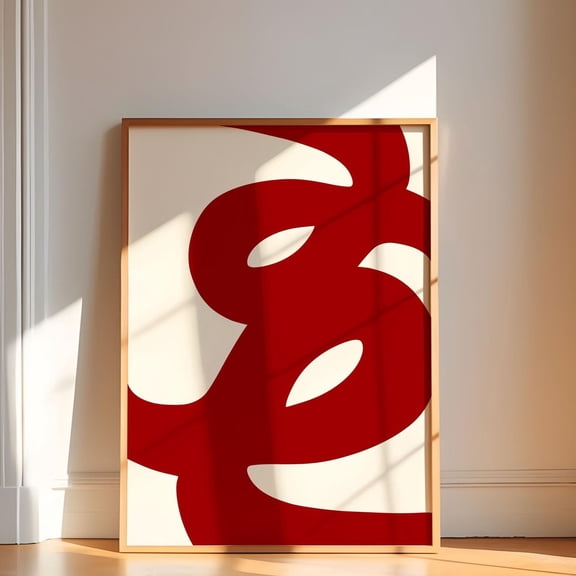 Abstract Red Wall Art: Minimalist Print, Unframed Paper Poster 8x10in