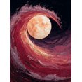 thumbnail image 1 of Abstract Red Wave And Moon Canvas Print Home Cafe Wall Art, 1 of 8