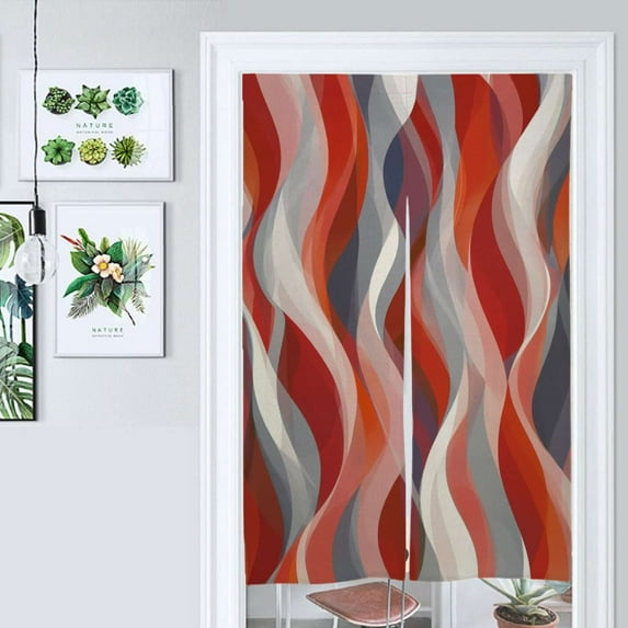 Abstract Red Wavy Pattern Door Curtain Nordic Living Room DoorCurtain Porch Partition Curtain Kitchen Rative Half Curtain