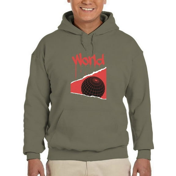Abstract Red World Rave Style Hoodie Men -Image by Shutterstock, Male 5X-Large
