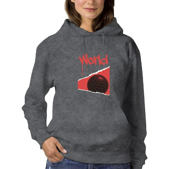Abstract Red World Rave Style Hoodie Women -Image by Shutterstock, Female 4X-Large