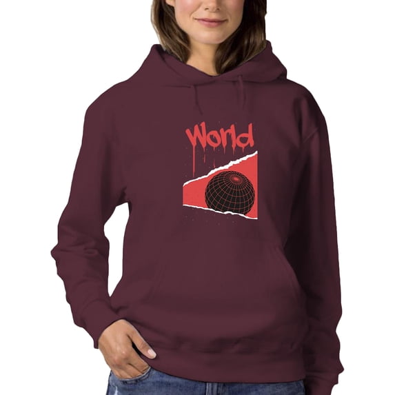 Abstract Red World Rave Style Hoodie Women -Image by Shutterstock, Female Small