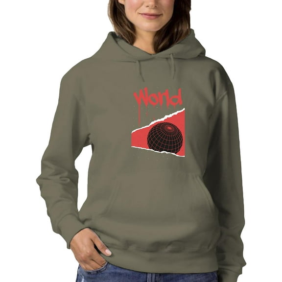 Abstract Red World Rave Style Hoodie Women -Image by Shutterstock, Female Small