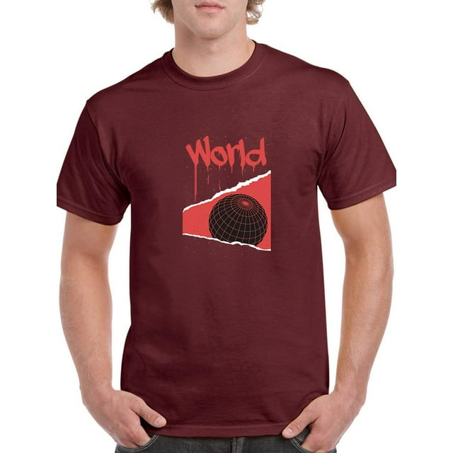 Abstract Red World Rave Style T-Shirt Men -Image by Shutterstock, Male Medium