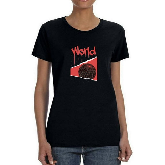 Abstract Red World Rave Style T-Shirt Women -Image by Shutterstock, Female 5X-Large