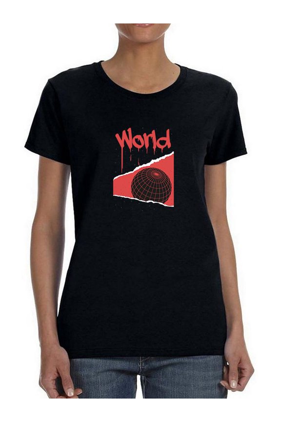 Abstract Red World Rave Style T-Shirt Women -Image by Shutterstock, Female Large