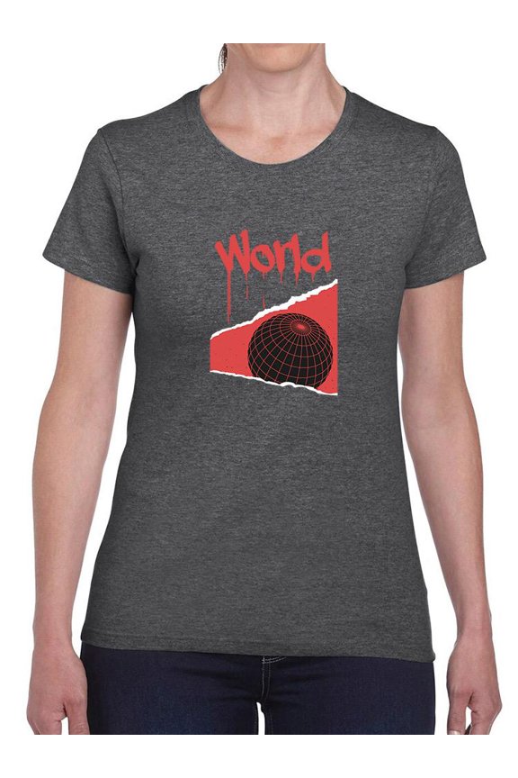Abstract Red World Rave Style T-Shirt Women -Image by Shutterstock, Female Large
