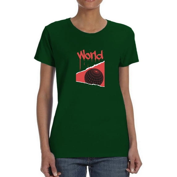 Abstract Red World Rave Style T-Shirt Women -Image by Shutterstock, Female Large